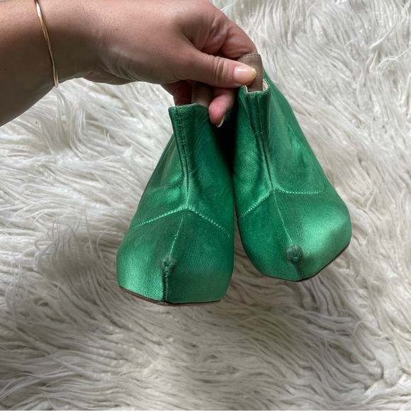 Rupert Sanderson Green Satin Platform Stiletto Kit Kat Ankle  Rupert Sanderson Green Satin Platform Stiletto Kit Kat Ankle Boots Size 36.5